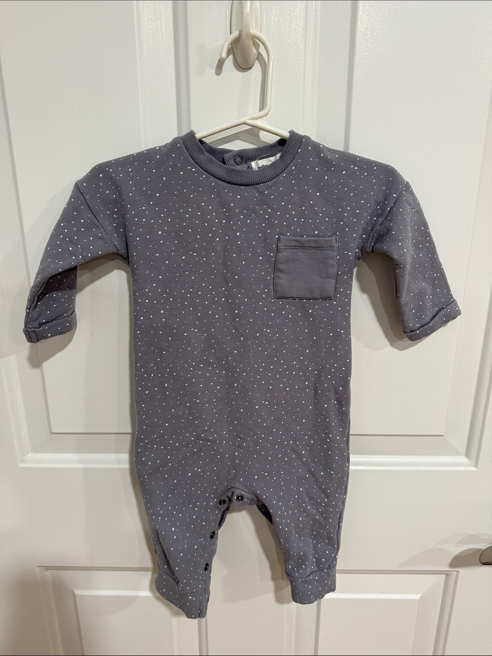 Soft Gray Dot Footed One-Piece for Kids